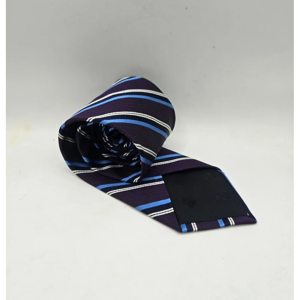 Brooks Brothers‎ Makers & Merchants Tie Purple Blue Striped 100% Silk Necktie